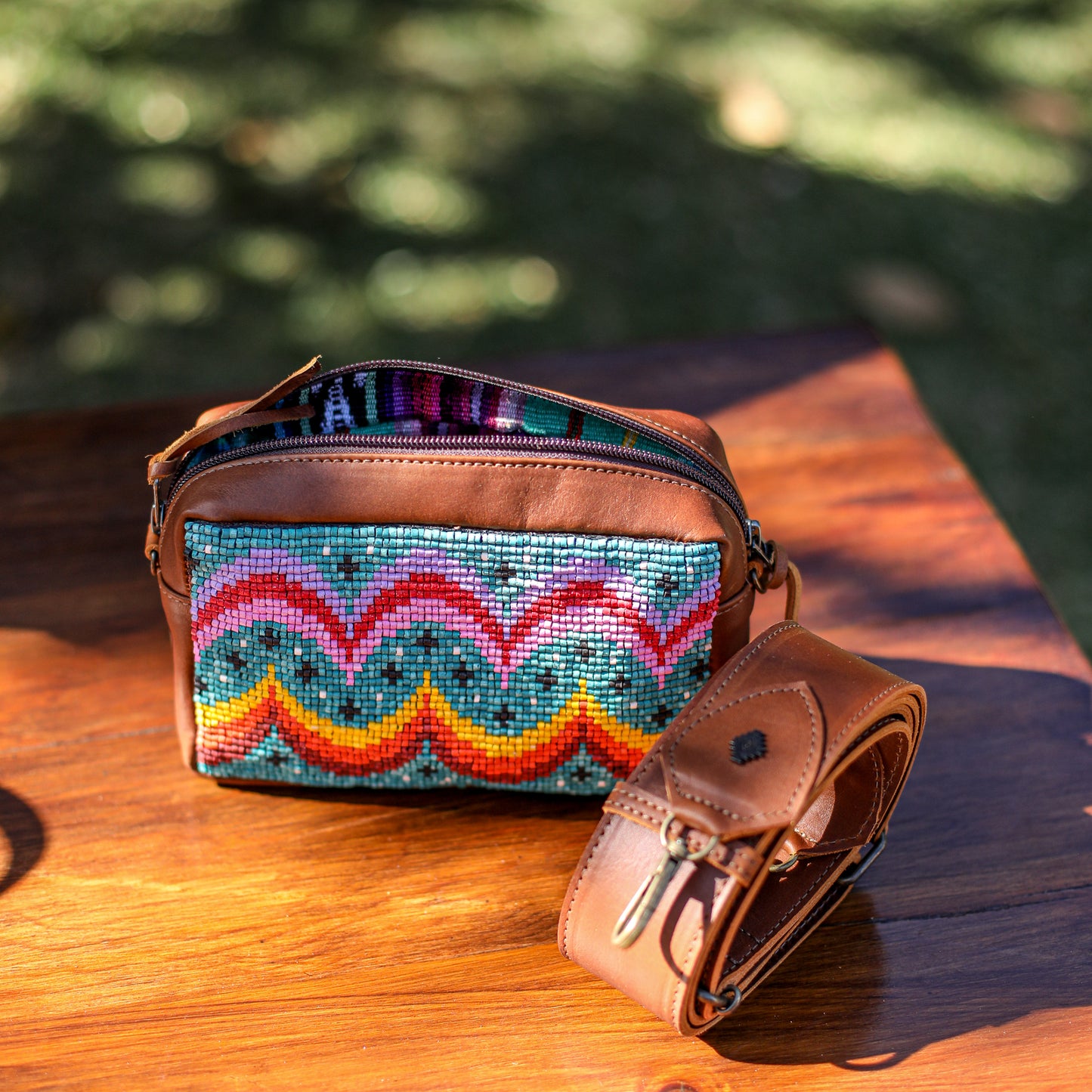 WANDER CROSSBODY SET - H&S BEADED PANEL - BAJA - CAFE