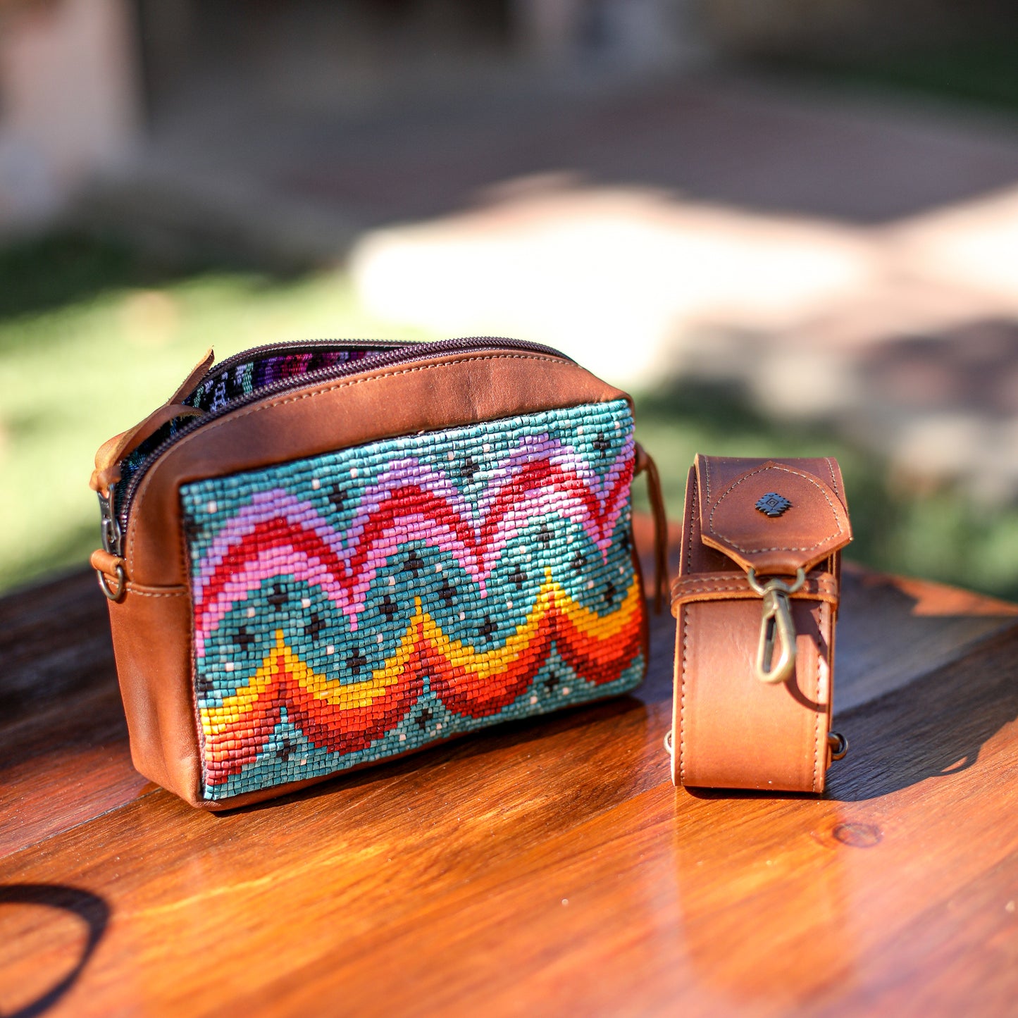 WANDER CROSSBODY SET - H&S BEADED PANEL - BAJA - CAFE