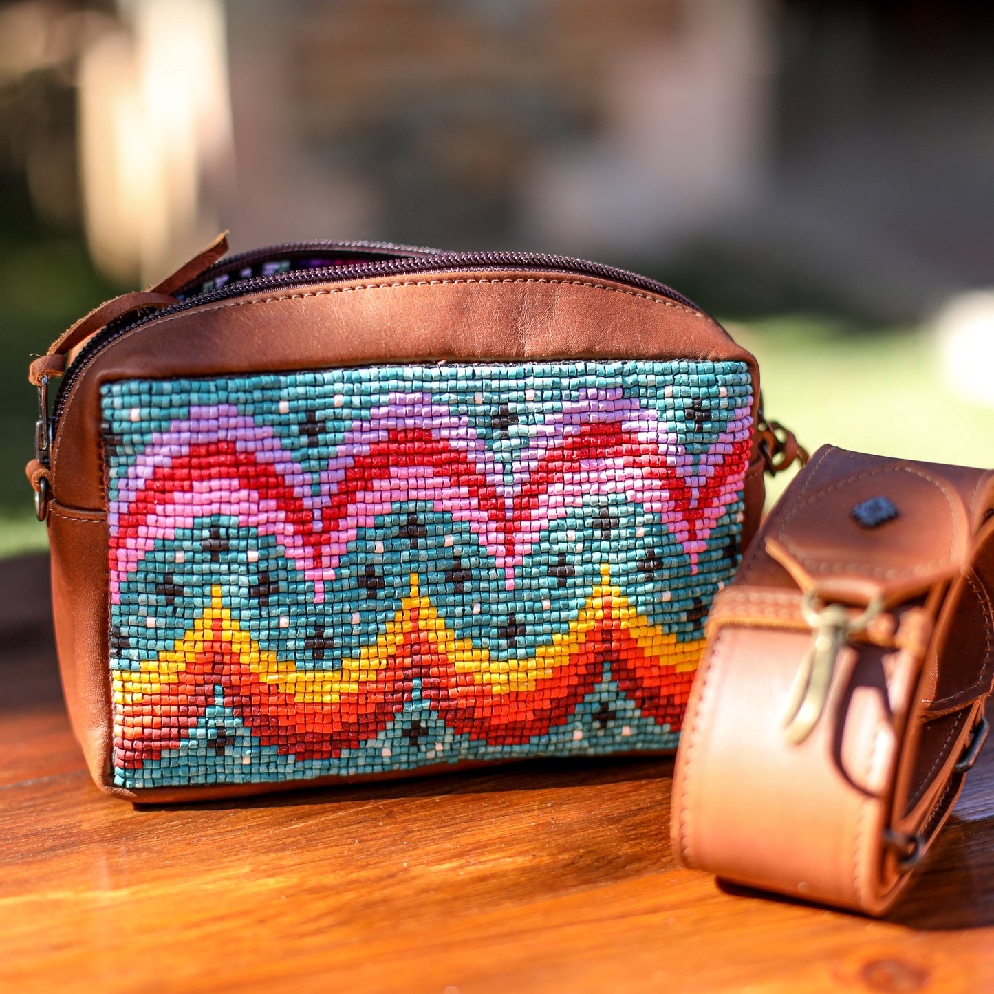 WANDER CROSSBODY SET - H&S BEADED PANEL - BAJA - CAFE