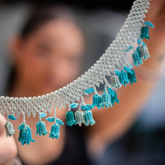 BEADED TULIPS BAG NECKLACE - NO. 18256