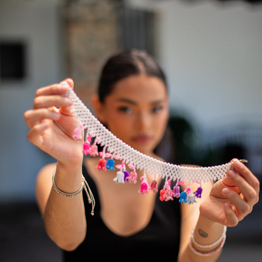 BEADED TULIPS BAG NECKLACE - NO. 18264