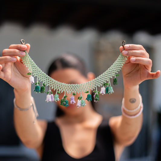 BEADED TULIPS BAG NECKLACE - NO. 18260