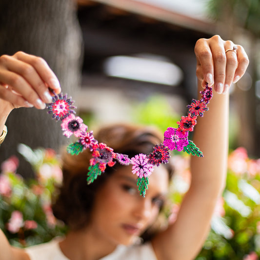 BEADED FLORAL BAG NECKLACE - NO. 18296