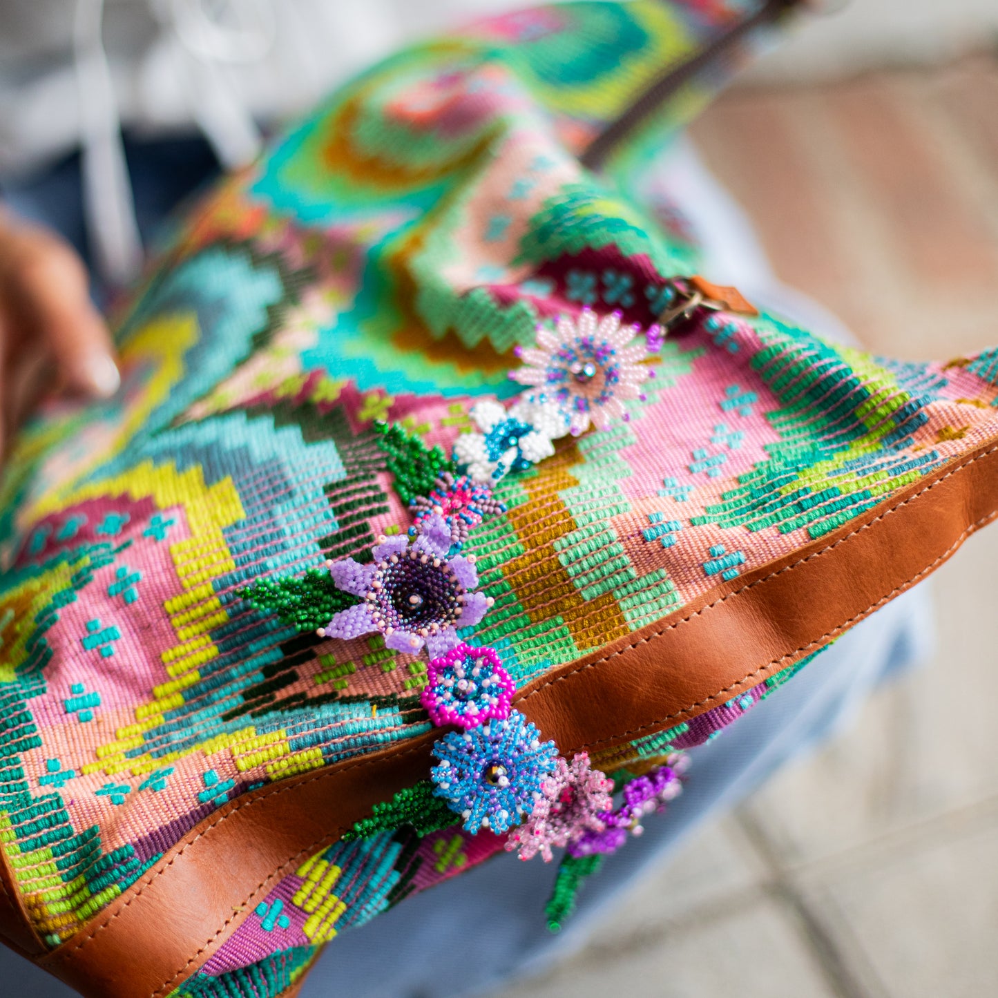 BEADED FLORAL BAG NECKLACE - NO. 18302