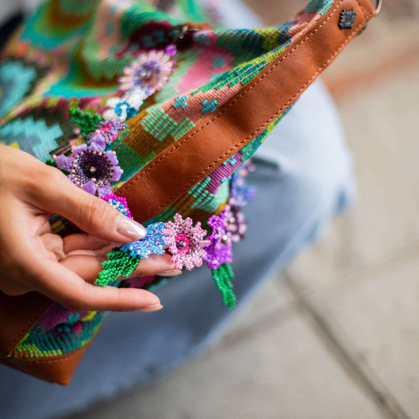BEADED FLORAL BAG NECKLACE - NO. 18302