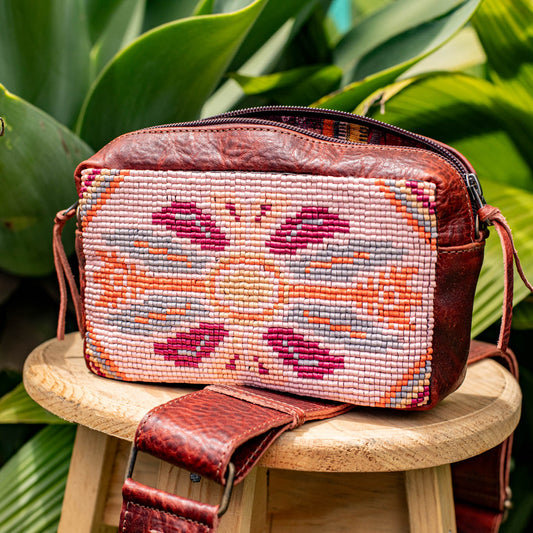 H&S WANDER CROSSBODY SET - OOAK BEADED PANEL - COPPER - NO. 17093