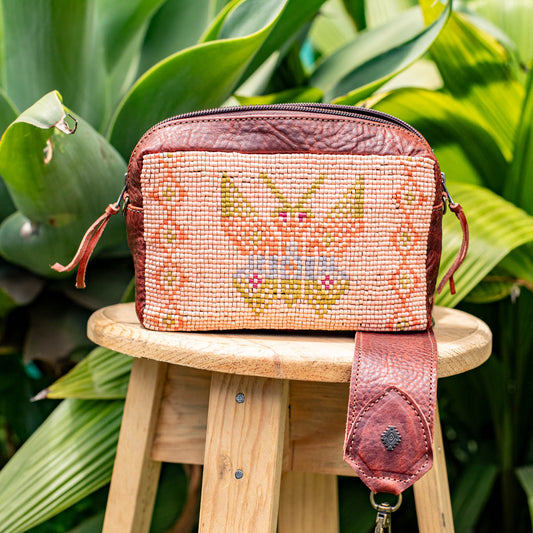 H&S WANDER CROSSBODY SET - OOAK BEADED PANEL - COPPER - NO. 17086