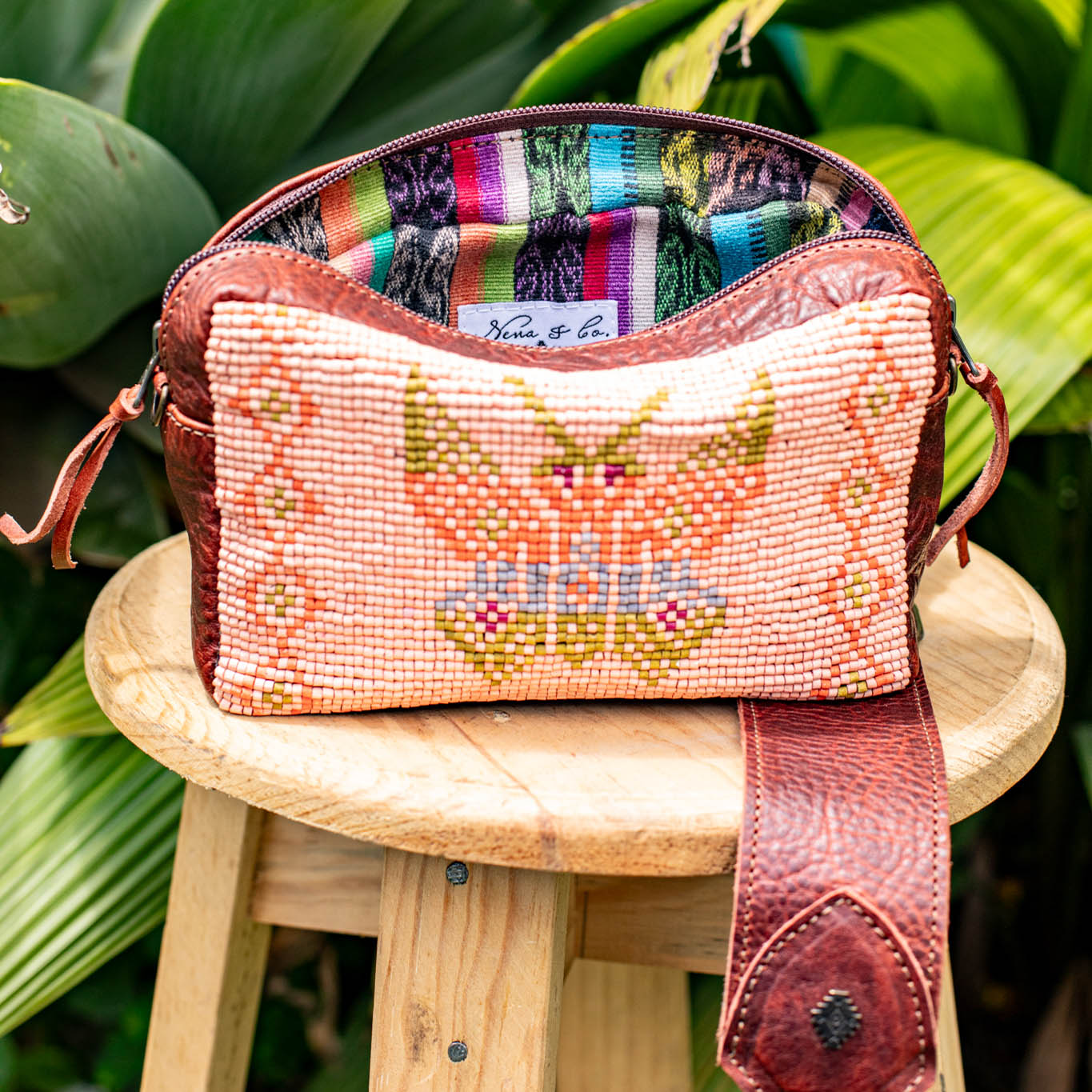 H&S WANDER CROSSBODY SET - OOAK BEADED PANEL - COPPER - NO. 17086