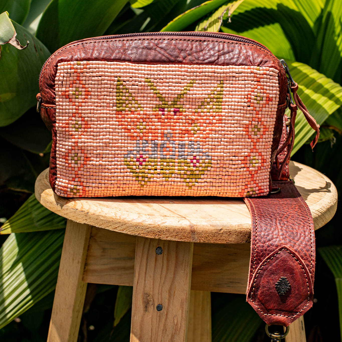 H&S WANDER CROSSBODY SET - OOAK BEADED PANEL - COPPER - NO. 17086