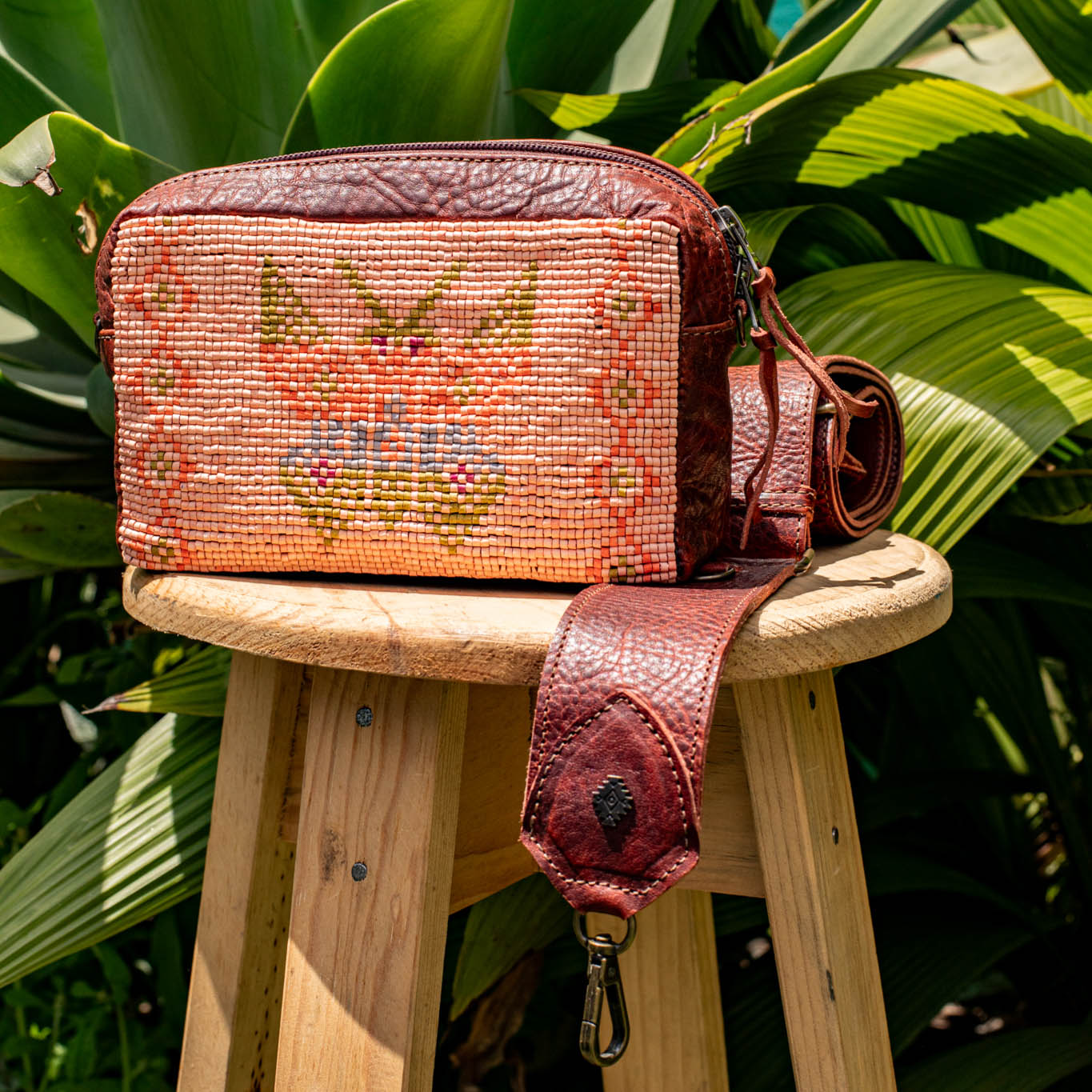 H&S WANDER CROSSBODY SET - OOAK BEADED PANEL - COPPER - NO. 17086