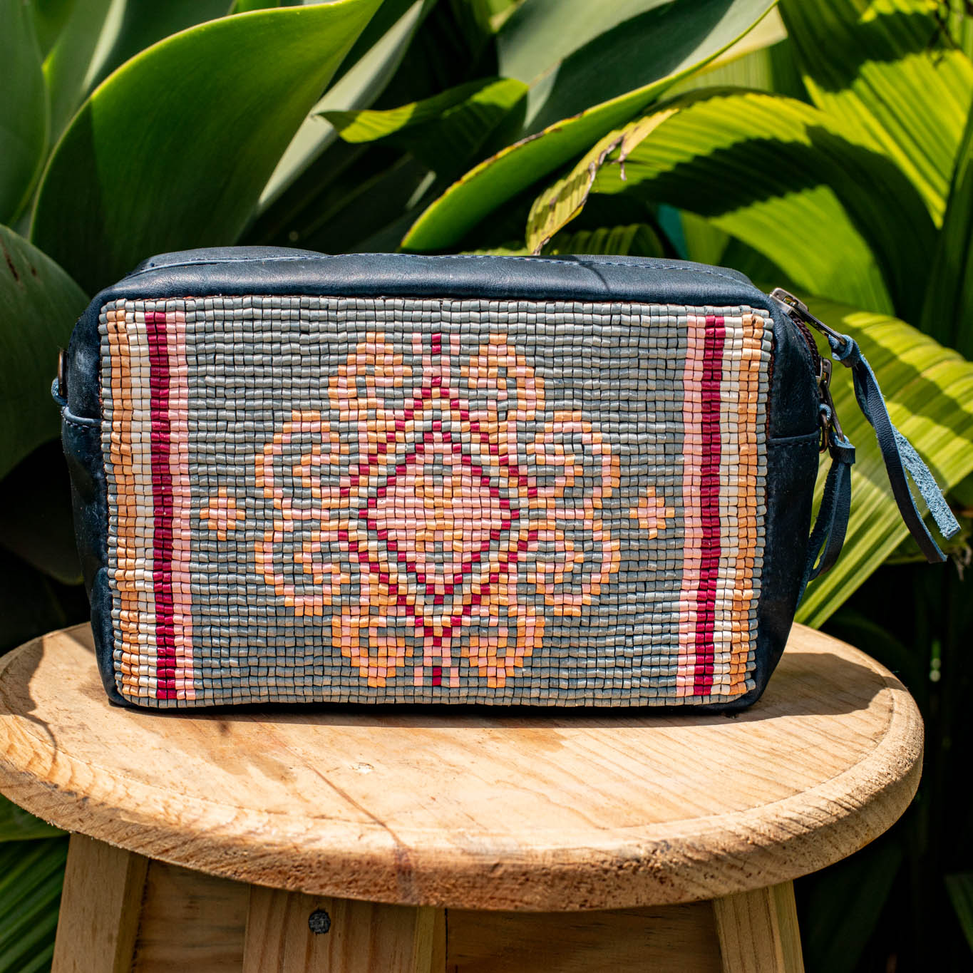 H&S WANDER CROSSBODY SET - OOAK BEADED PANEL - NAVY - NO. 17097