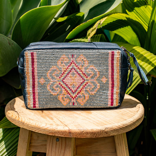 H&S WANDER CROSSBODY SET - OOAK BEADED PANEL - NAVY - NO. 17097
