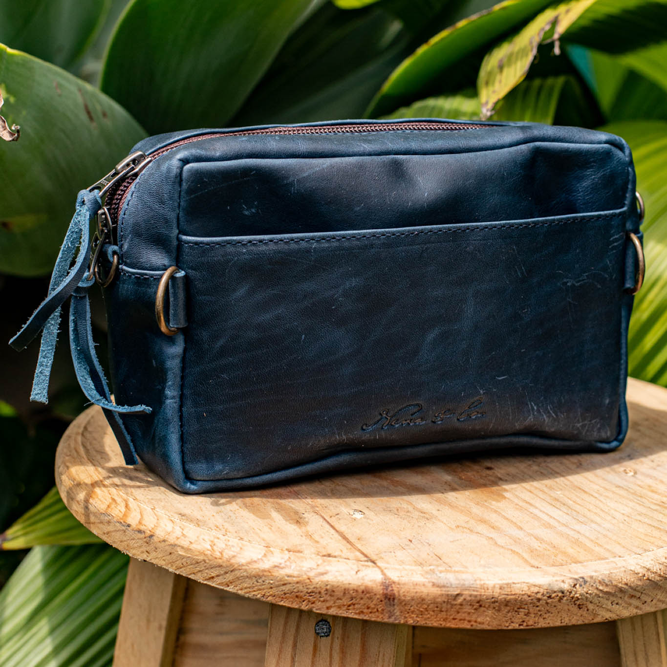 H&S WANDER CROSSBODY SET - OOAK BEADED PANEL - NAVY - NO. 17097