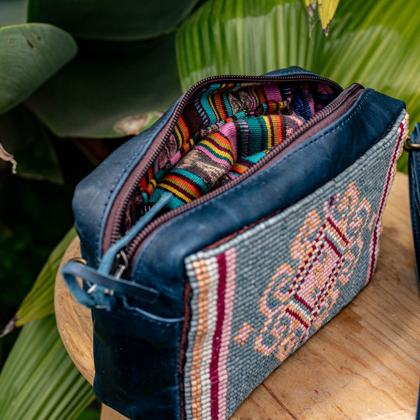 H&S WANDER CROSSBODY SET - OOAK BEADED PANEL - NAVY - NO. 17097