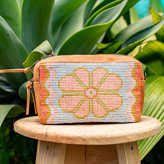 H&S WANDER CROSSBODY SET - OOAK BEADED PANEL - BOURBON - NO. 17083