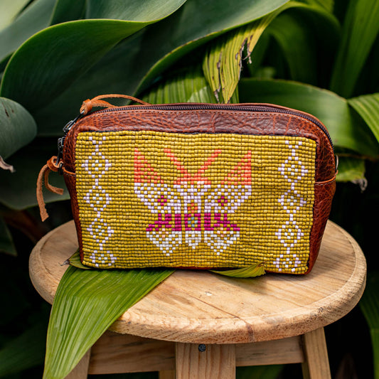 H&S WANDER CROSSBODY SET - OOAK BEADED PANEL - HONEY - NO. 17099