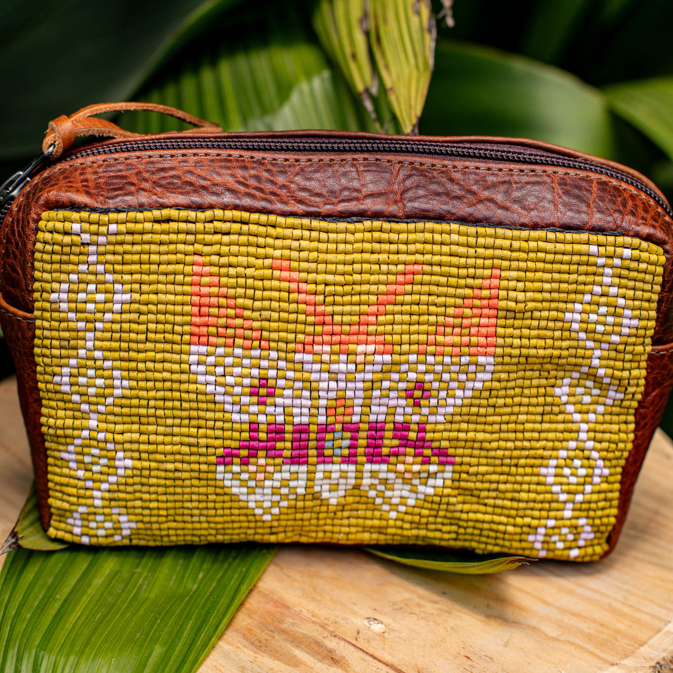 H&S WANDER CROSSBODY SET - OOAK BEADED PANEL - HONEY - NO. 17099