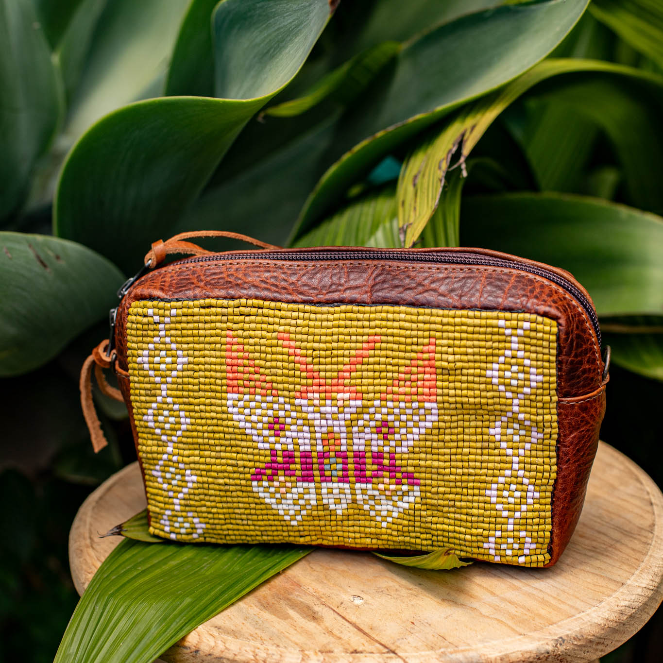 H&S WANDER CROSSBODY SET - OOAK BEADED PANEL - HONEY - NO. 17099