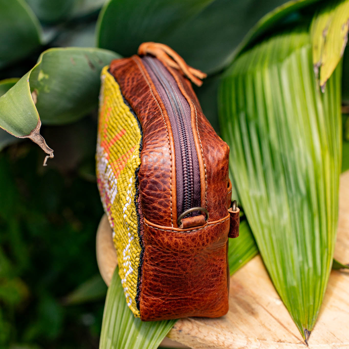 H&S WANDER CROSSBODY SET - OOAK BEADED PANEL - HONEY - NO. 17099