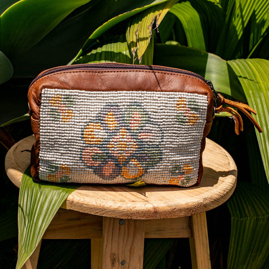 H&S WANDER CROSSBODY SET - OOAK BEADED PANEL - CAFE - NO. 17114