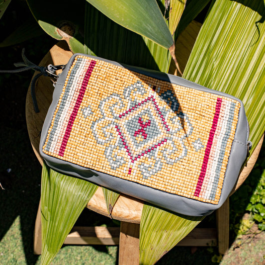 H&S WANDER CROSSBODY SET - OOAK BEADED PANEL - PLATINUM - NO. 17102