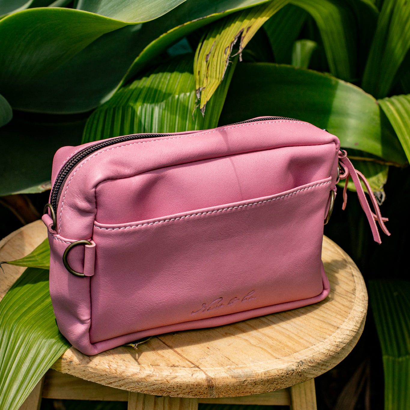 H&S WANDER CROSSBODY SET - OOAK BEADED PANEL - FLAMINGO - NO. 17131