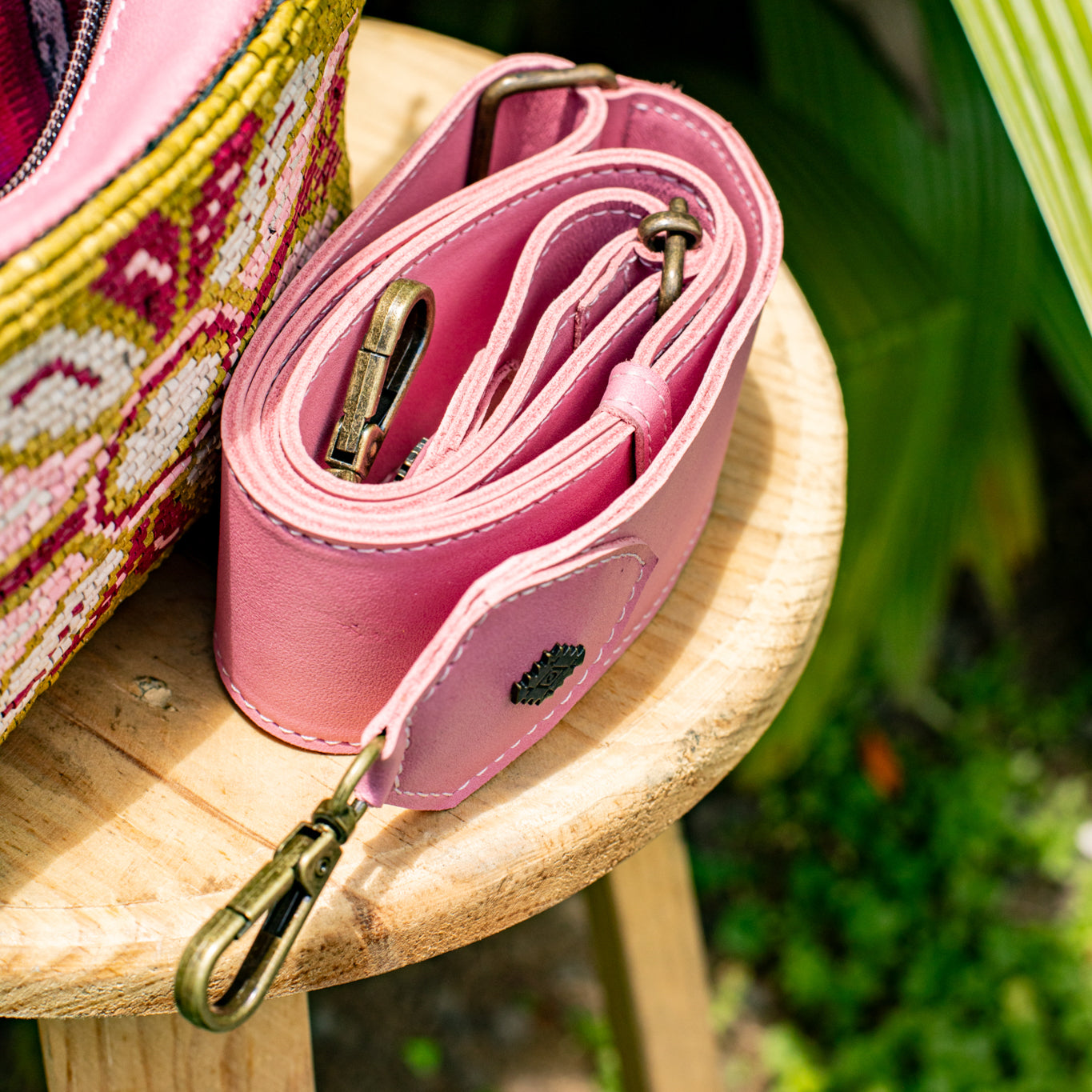 H&S WANDER CROSSBODY SET - OOAK BEADED PANEL - FLAMINGO - NO. 17131