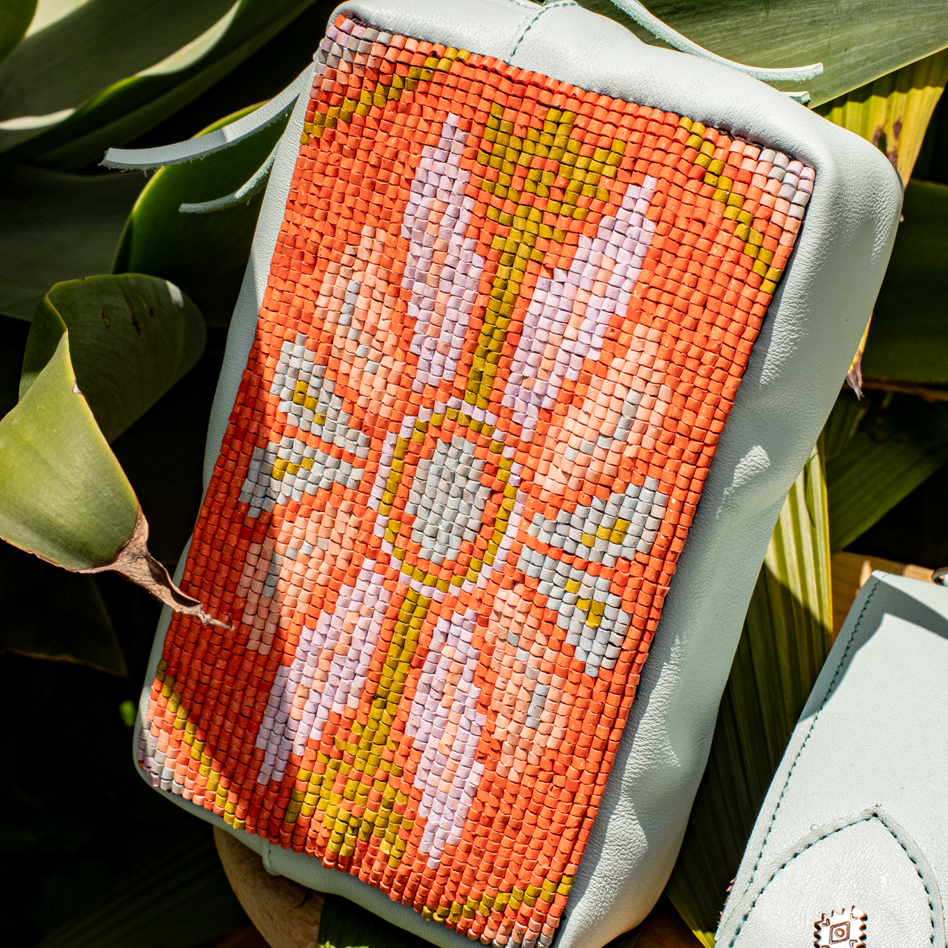 H&S WANDER CROSSBODY SET - OOAK BEADED PANEL - LUCITE - NO. 17128