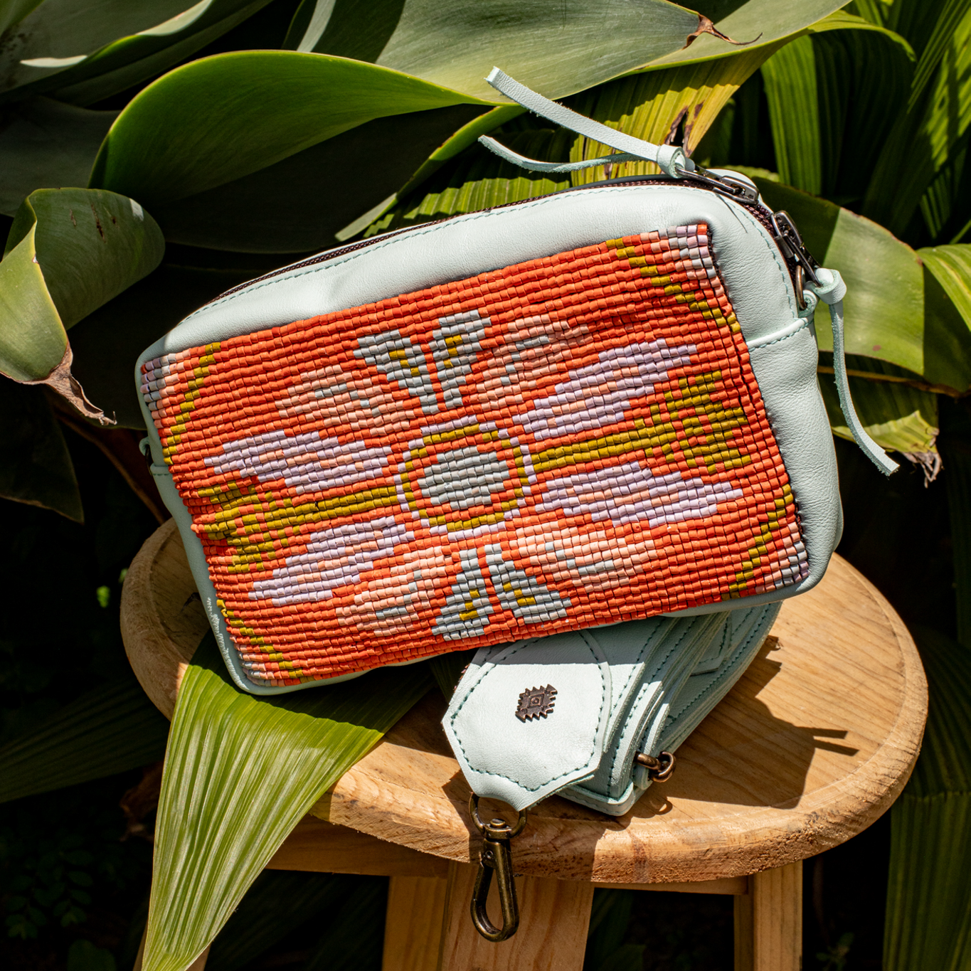 H&S WANDER CROSSBODY SET - OOAK BEADED PANEL - LUCITE - NO. 17128