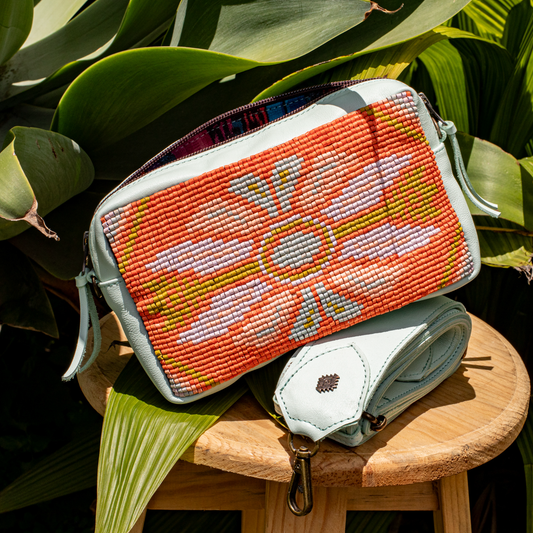 H&S WANDER CROSSBODY SET - OOAK BEADED PANEL - LUCITE - NO. 17128