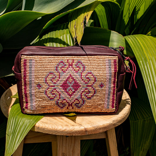 H&S WANDER CROSSBODY SET - OOAK BEADED PANEL - VINO TINTO - NO. 17120