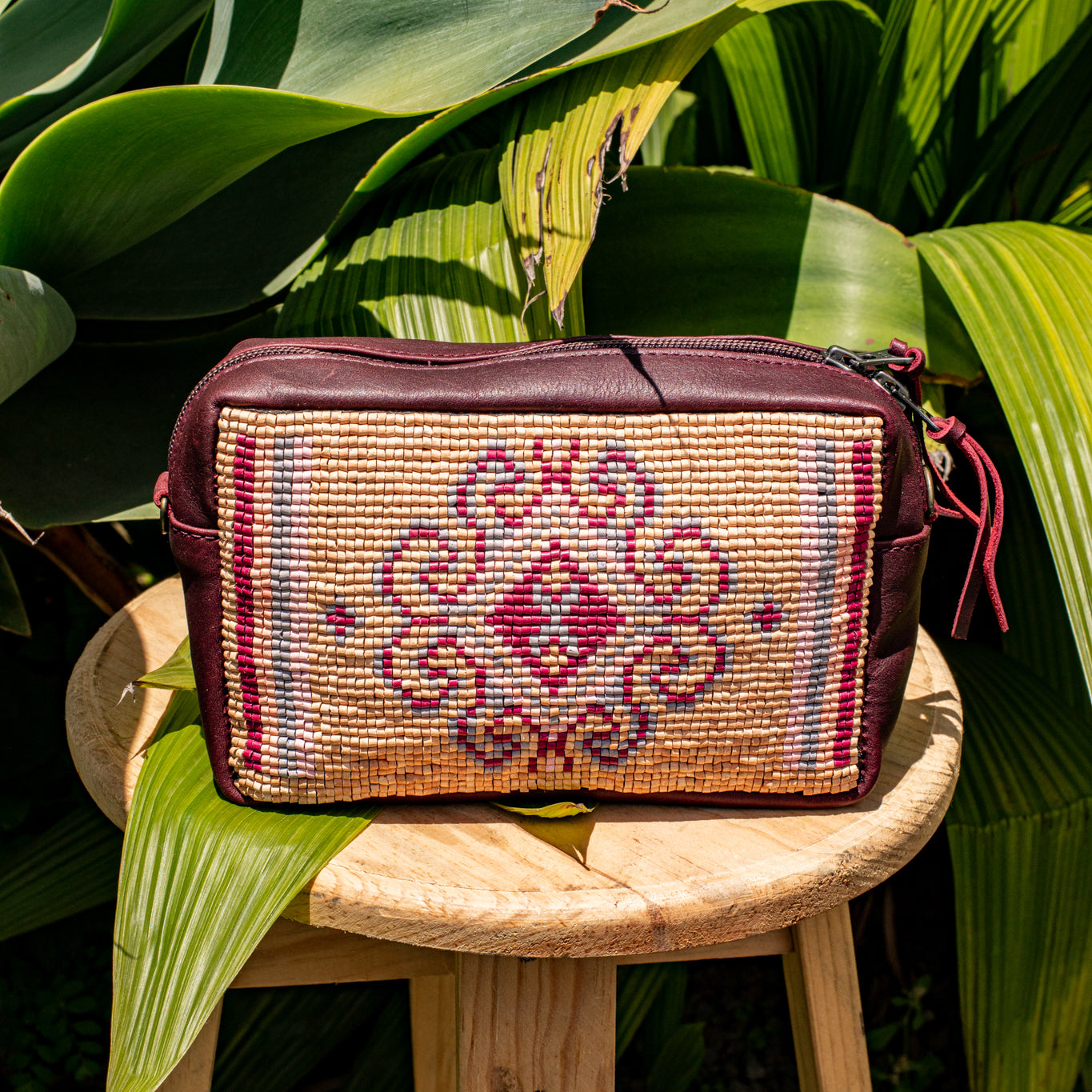 H&S WANDER CROSSBODY SET - OOAK BEADED PANEL - VINO TINTO - NO. 17120