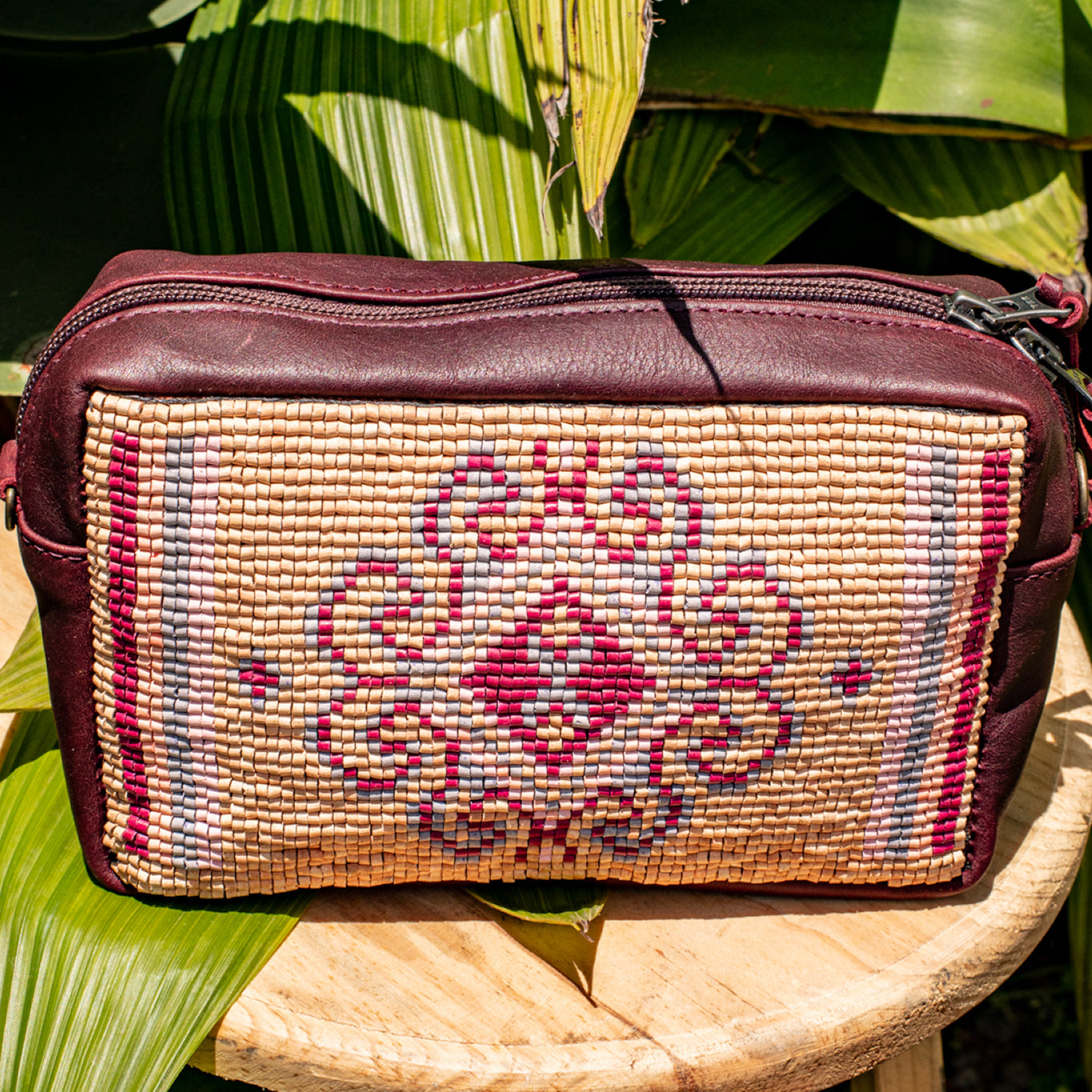 H&S WANDER CROSSBODY SET - OOAK BEADED PANEL - VINO TINTO - NO. 17120