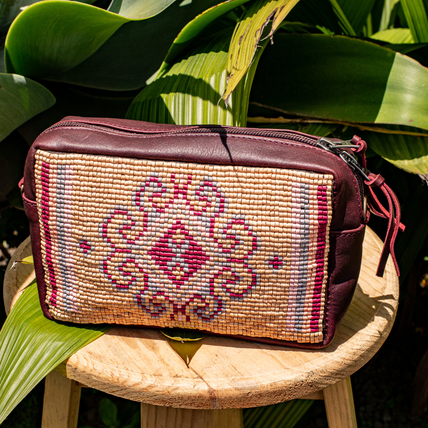H&S WANDER CROSSBODY SET - OOAK BEADED PANEL - VINO TINTO - NO. 17120