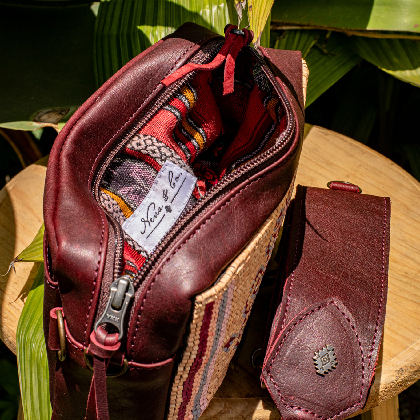 H&S WANDER CROSSBODY SET - OOAK BEADED PANEL - VINO TINTO - NO. 17120