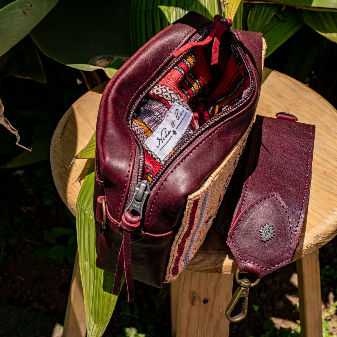 H&S WANDER CROSSBODY SET - OOAK BEADED PANEL - VINO TINTO - NO. 17120