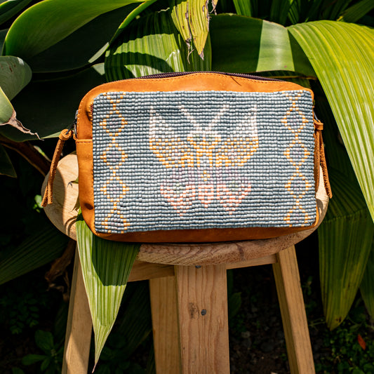 H&S WANDER CROSSBODY SET - OOAK BEADED PANEL - BUTTERSCOTCH - NO. 17117