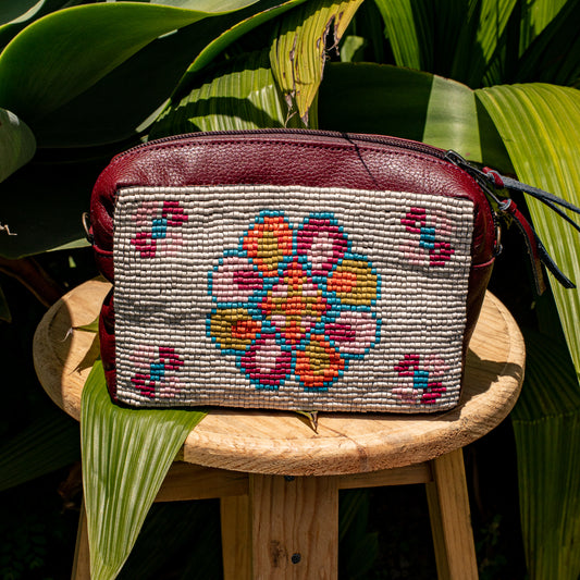 H&S WANDER CROSSBODY SET - OOAK BEADED PANEL - AMARANTH - NO. 17121