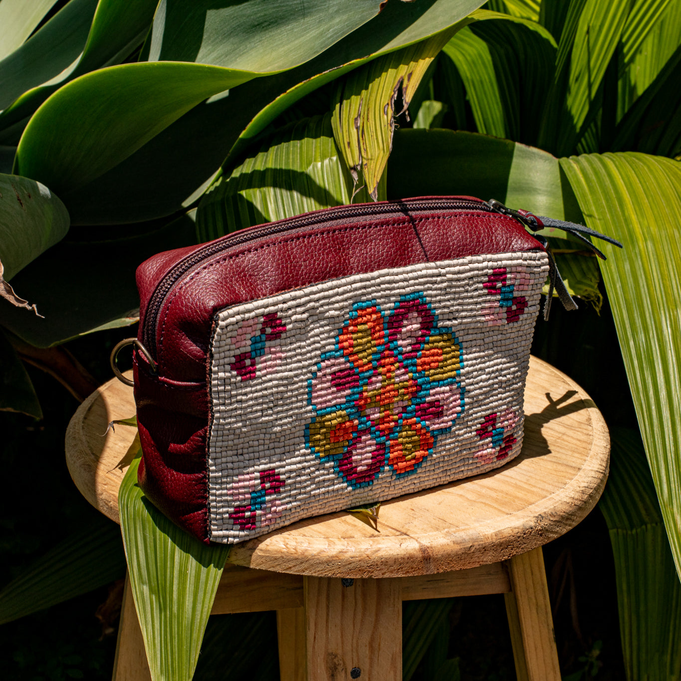 H&S WANDER CROSSBODY SET - OOAK BEADED PANEL - AMARANTH - NO. 17121