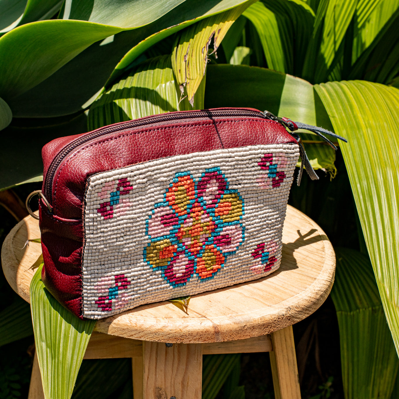 H&S WANDER CROSSBODY SET - OOAK BEADED PANEL - AMARANTH - NO. 17121