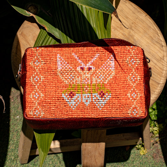 H&S WANDER CROSSBODY SET - OOAK BEADED PANEL - COPPER - NO. 17118