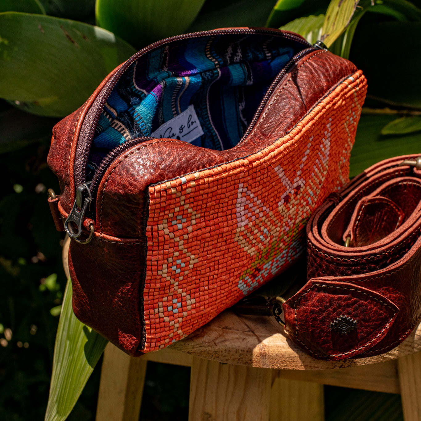 H&S WANDER CROSSBODY SET - OOAK BEADED PANEL - COPPER - NO. 17118