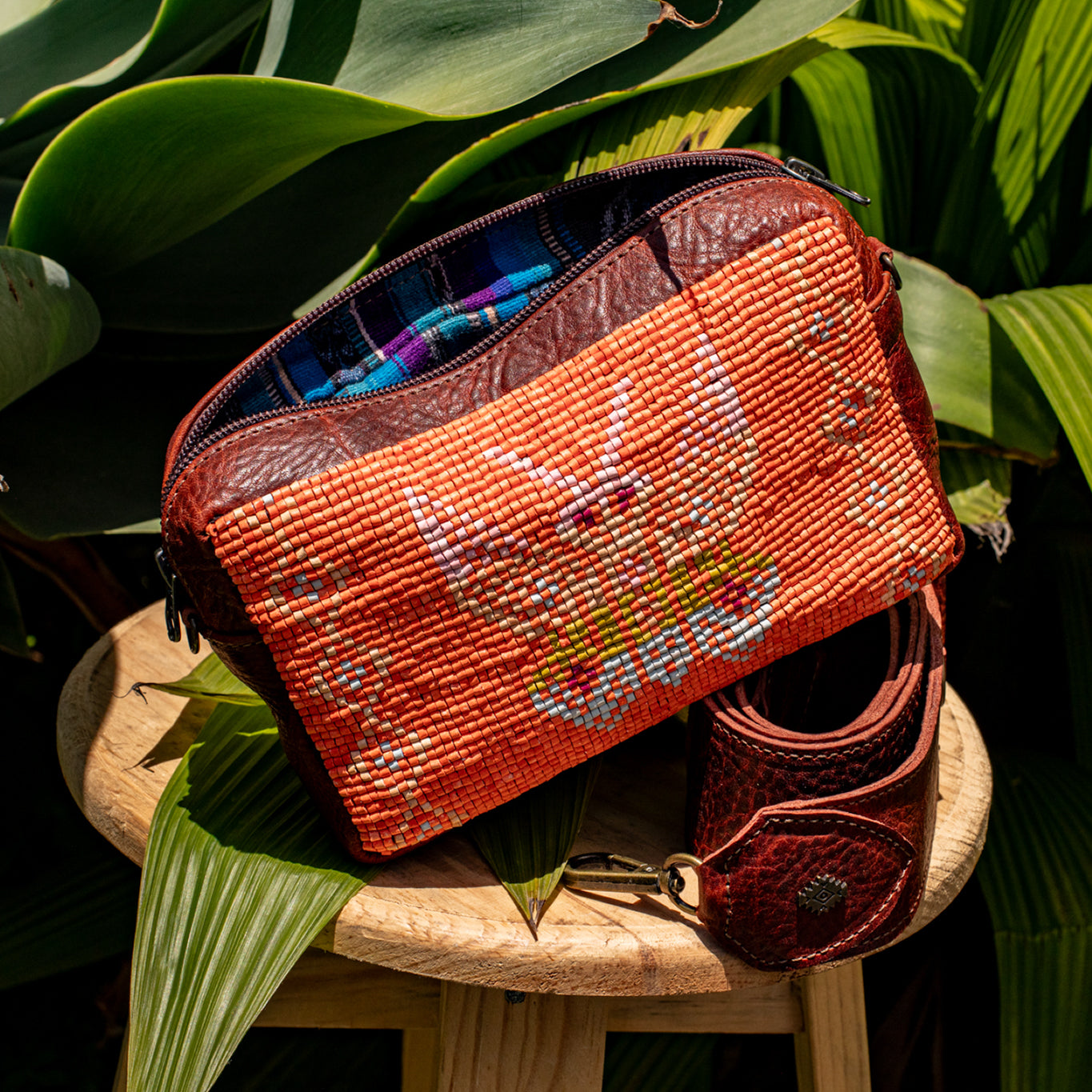 H&S WANDER CROSSBODY SET - OOAK BEADED PANEL - COPPER - NO. 17118
