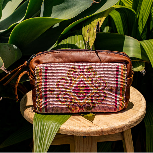 H&S WANDER CROSSBODY SET - OOAK BEADED PANEL - CAFE - NO. 17123