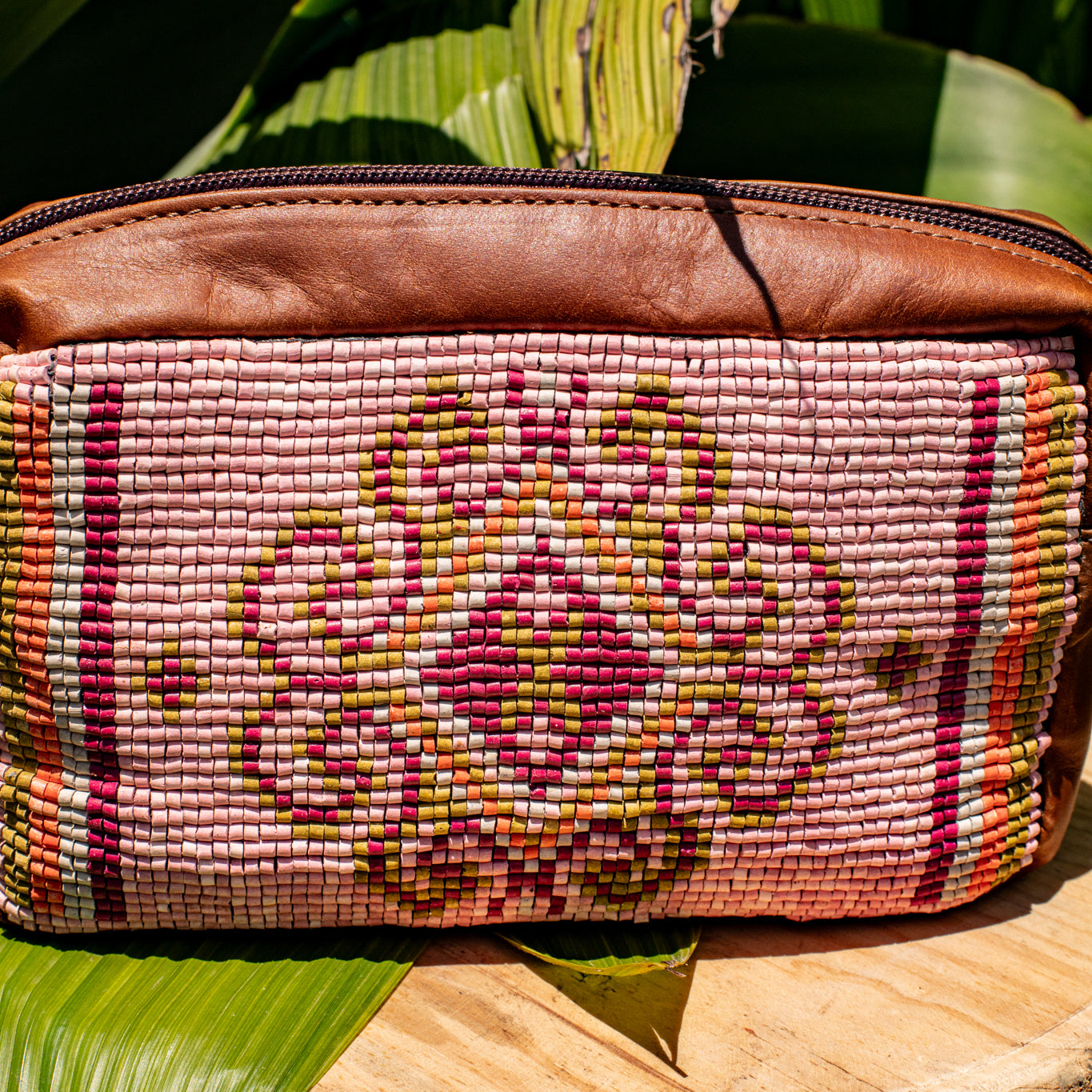 H&S WANDER CROSSBODY SET - OOAK BEADED PANEL - CAFE - NO. 17123