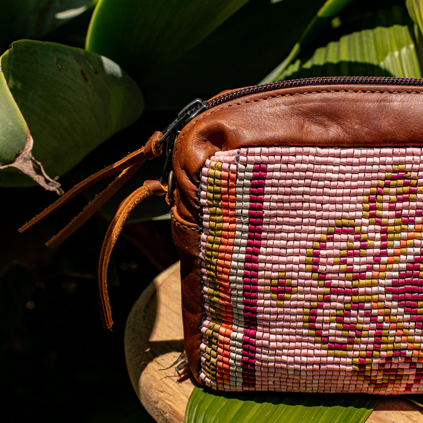 H&S WANDER CROSSBODY SET - OOAK BEADED PANEL - CAFE - NO. 17123