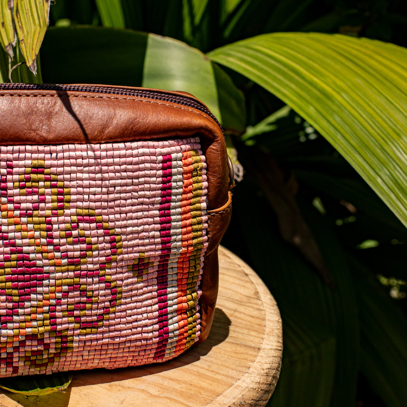 H&S WANDER CROSSBODY SET - OOAK BEADED PANEL - CAFE - NO. 17123