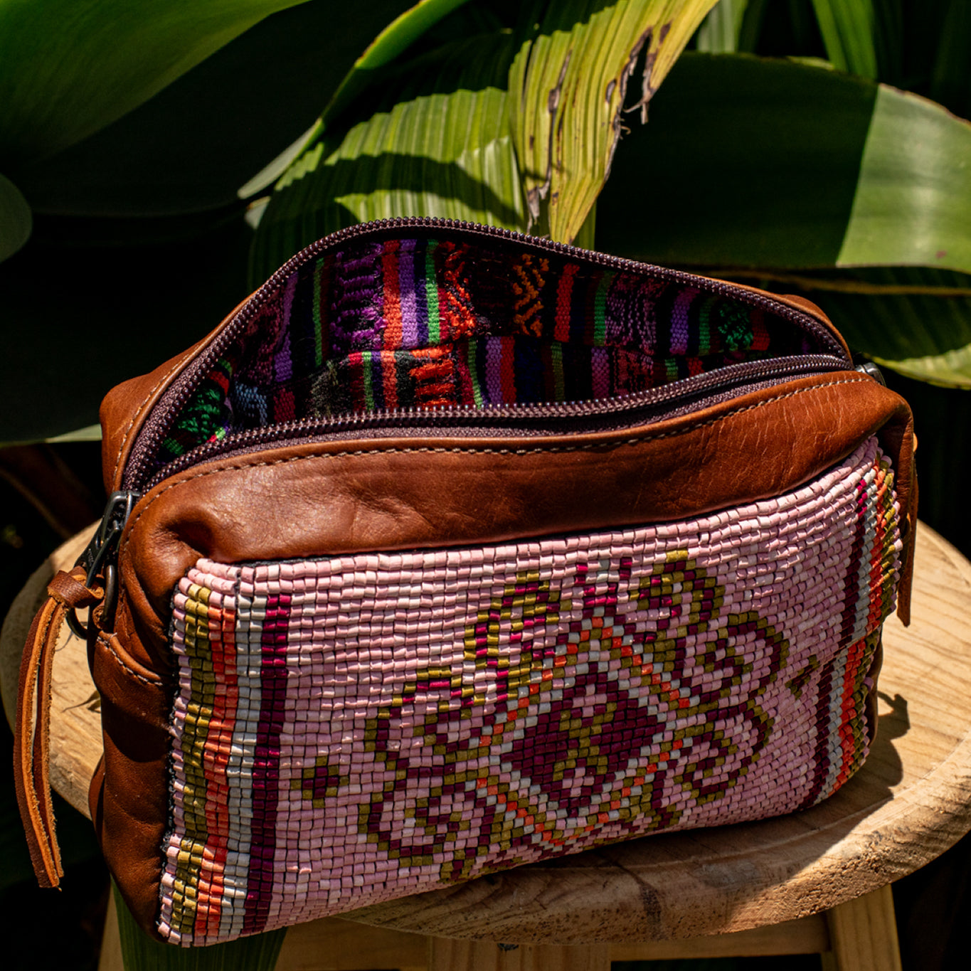 H&S WANDER CROSSBODY SET - OOAK BEADED PANEL - CAFE - NO. 17123