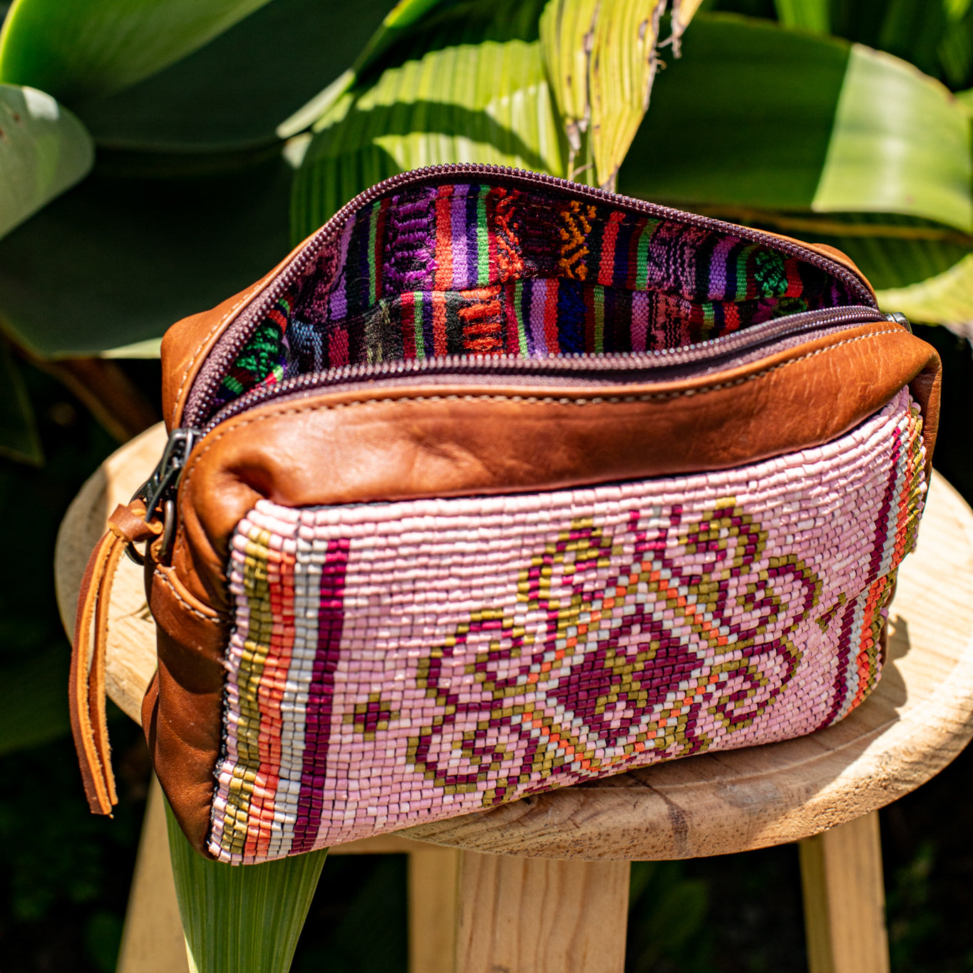 H&S WANDER CROSSBODY SET - OOAK BEADED PANEL - CAFE - NO. 17123