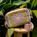 H&S WANDER CROSSBODY SET - OOAK BEADED PANEL - ROSE QUARTZ - NO. 17126